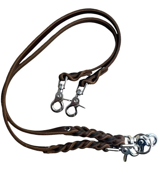 Komplett-Set | 2 Stück Verbindungsteile aus Leder inkl. Ring - für 2 Hunde