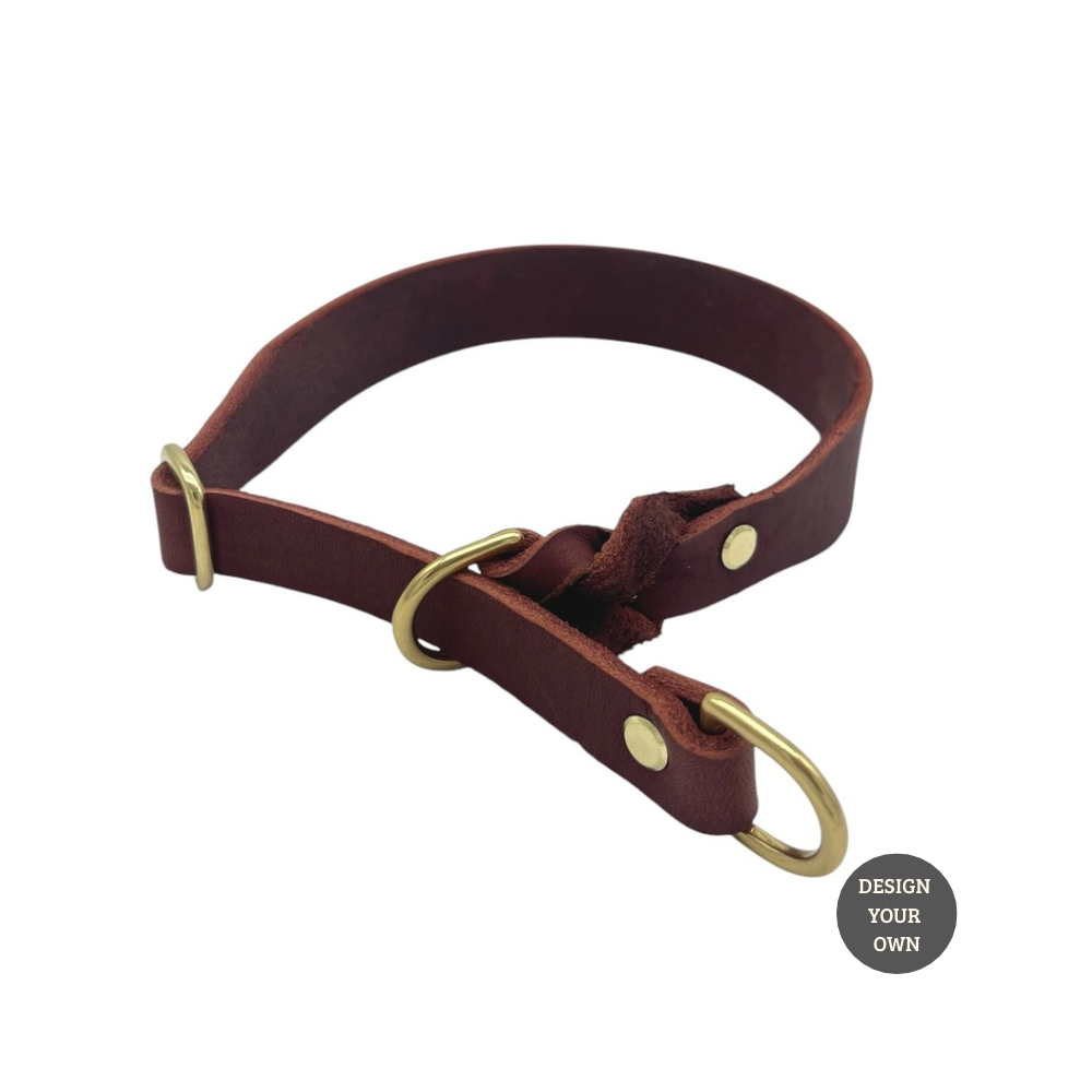 Konfigurator | Personalisierbares Zugstopp Halsband aus breitem Fettleder