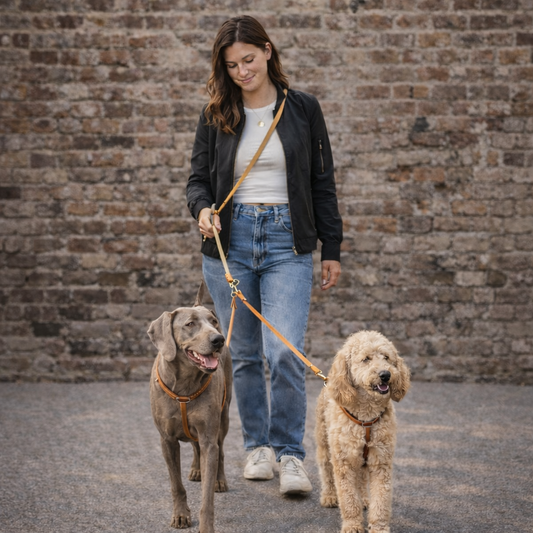 Koppelleine | Leder-Verbindungsset für 2 Hunde