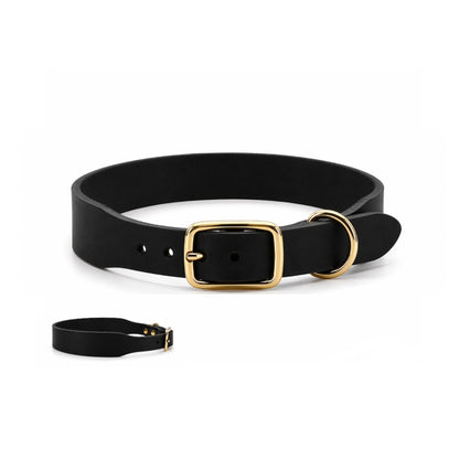 Breites Lederhalsband | schwarz