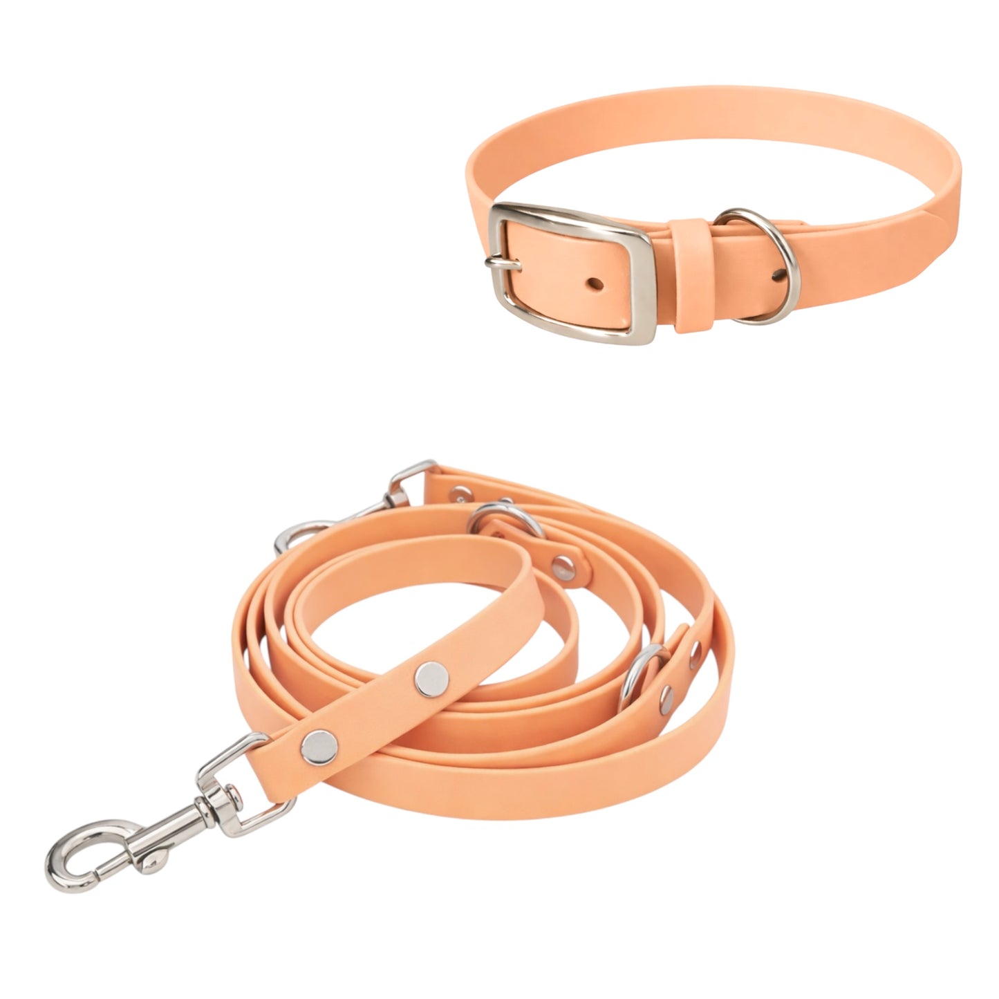 Set | Halsband & Hundeleine aus Biothane® 'Pastell orange'