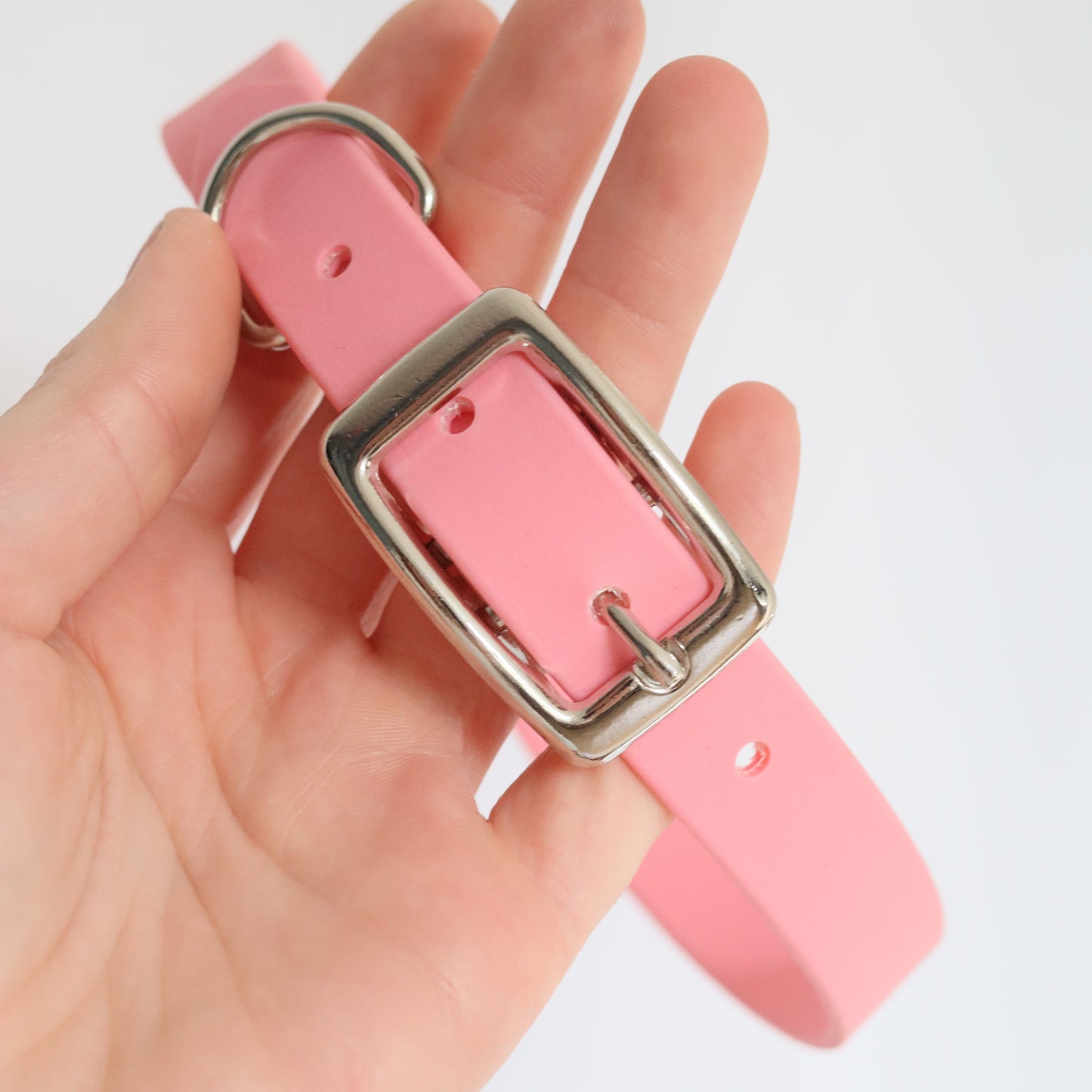 Biothane Halsband 'Pastell rosa'  - Gr. M | Silber