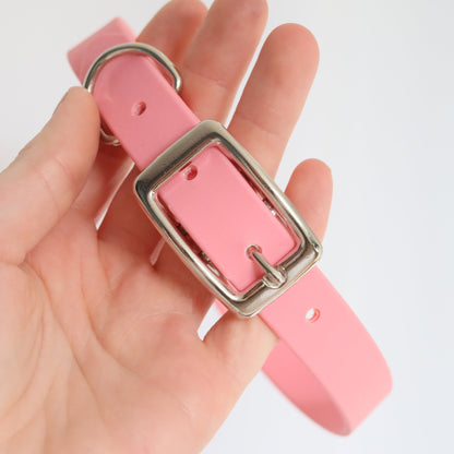 Biothane Halsband 'Pastell rosa'  - Gr. M | Silber