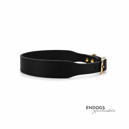 Breites Lederhalsband | schwarz