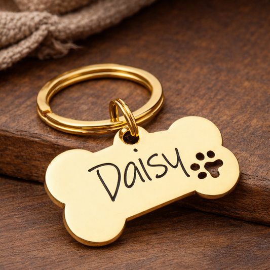 Personalisierte Hundemarke aus Edelstahl - Knochen