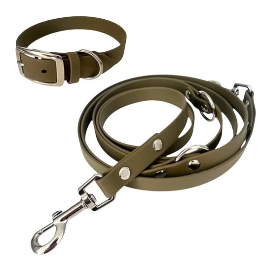 Set | Halsband & Hundeleine aus Biothane® 'Oliv'