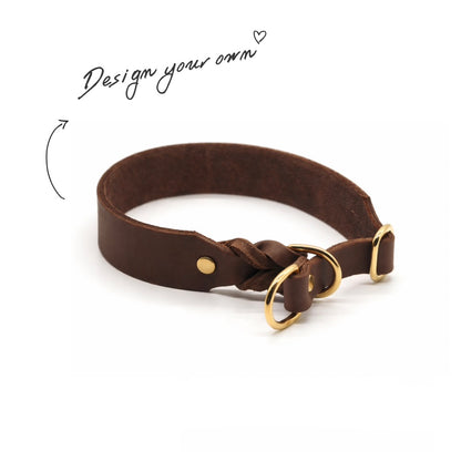 Konfigurator | Personalisierbares Zugstopp Halsband aus breitem Fettleder