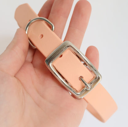 Biothane Halsband 'Pastell orange'  - Gr. M | Silber
