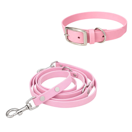 Set | Halsband & Hundeleine aus Biothane® 'Pastell rosa'