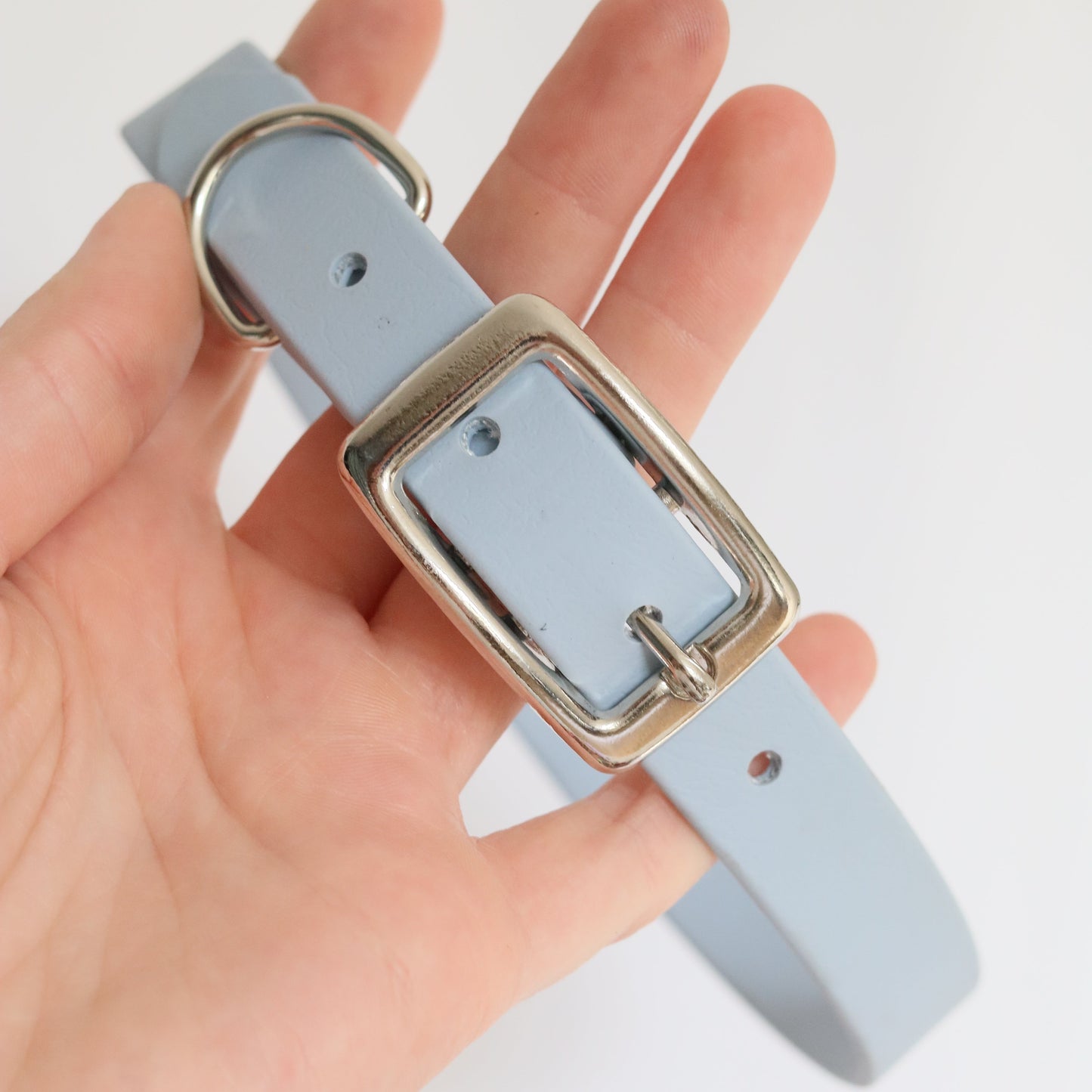 Biothane Halsband 'Pastell blau'  - Gr. M | Silber