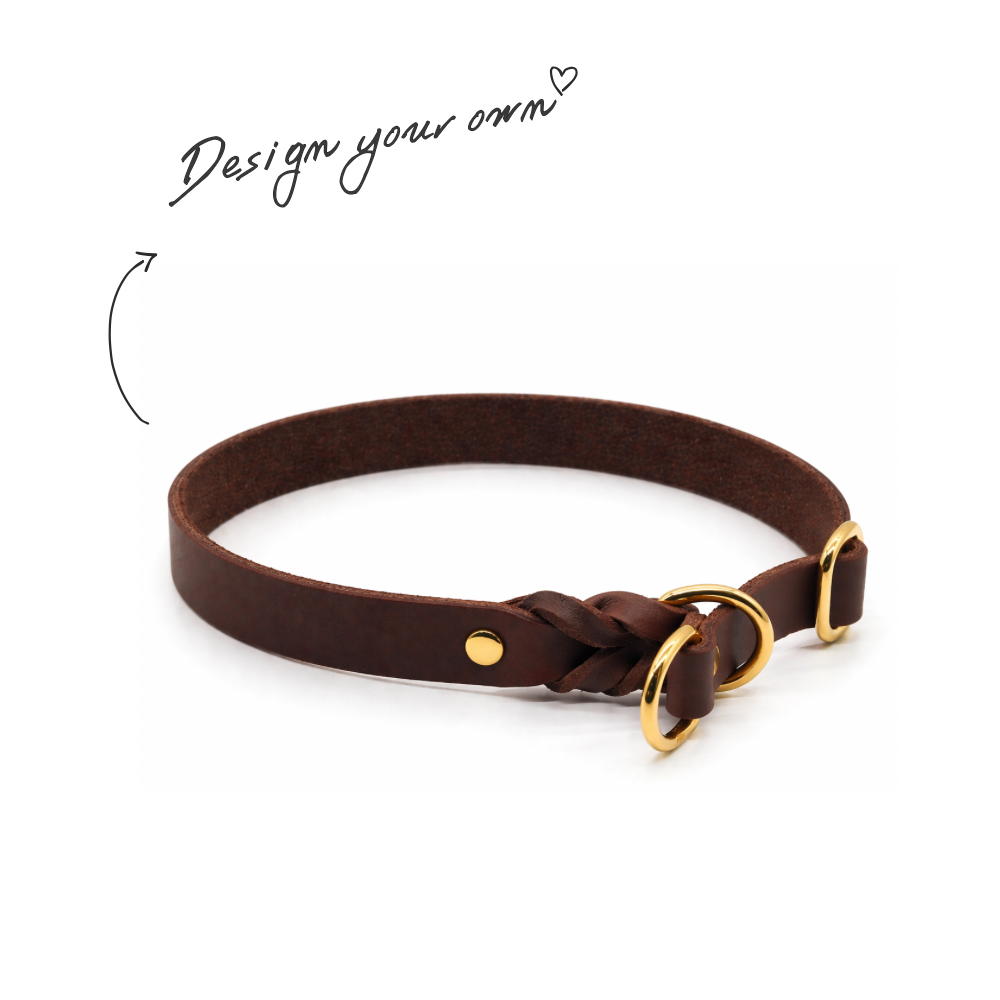 Konfigurator  | Schmales Zugstopp Halsband aus Fettleder