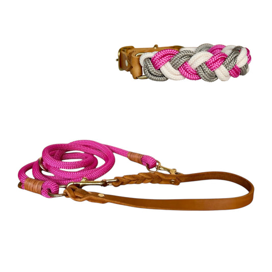 Set | Halsband & Leine 'Fuchsia'