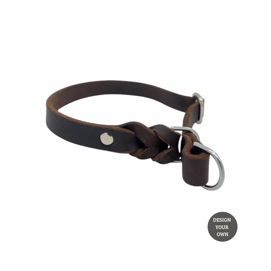Konfigurator  | Schmales Zugstopp Halsband aus Fettleder