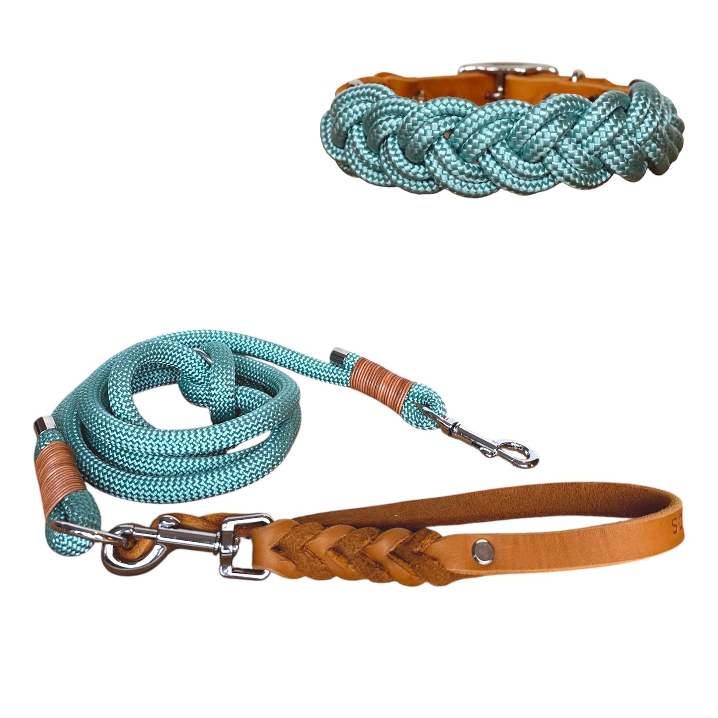 Set | Halsband & Leine 'Seegrün'