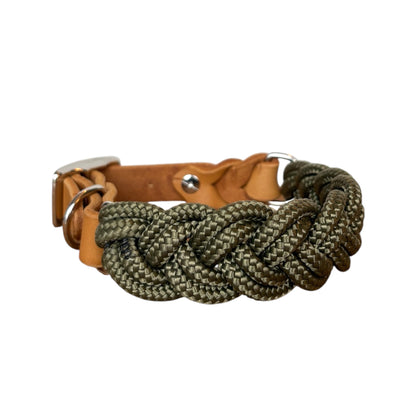 Geflochtenes Halsband - army grün