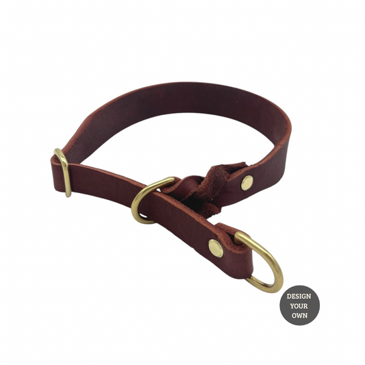 Konfigurator | Personalisierbares Zugstopp Halsband aus breitem Fettleder