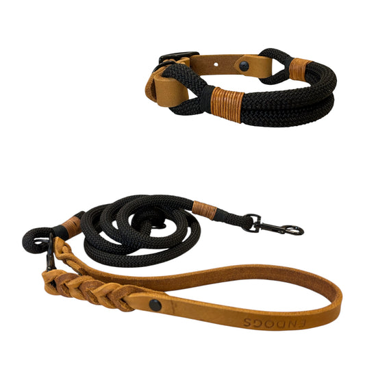 Set | Halsband & Leine 'Raven'
