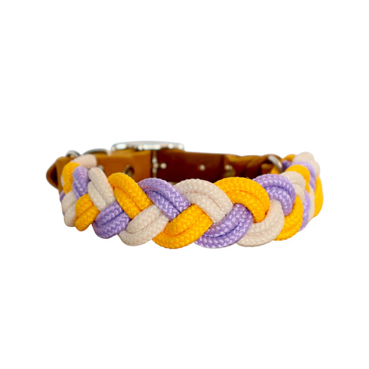 Geflochtenes Halsband - gelb | sahne | lila
