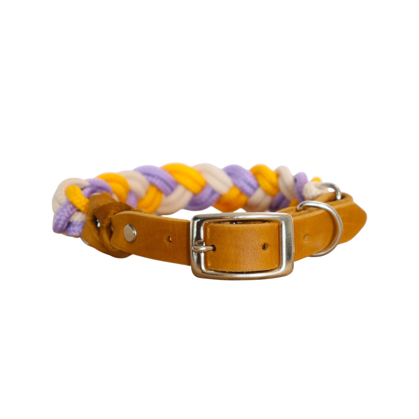 Geflochtenes Halsband - gelb | sahne | lila