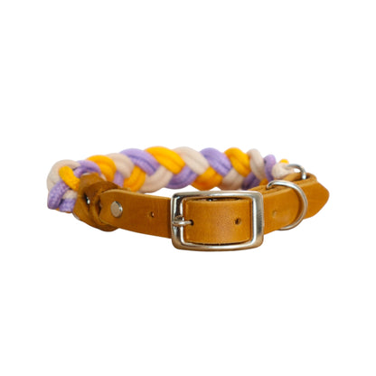 Geflochtenes Halsband - gelb | sahne | lila