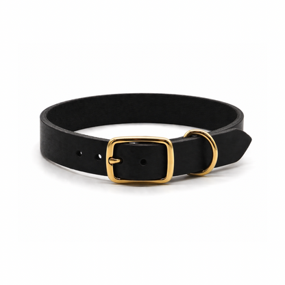 Personalisierbares schmales Halsband aus Fettleder | schwarz