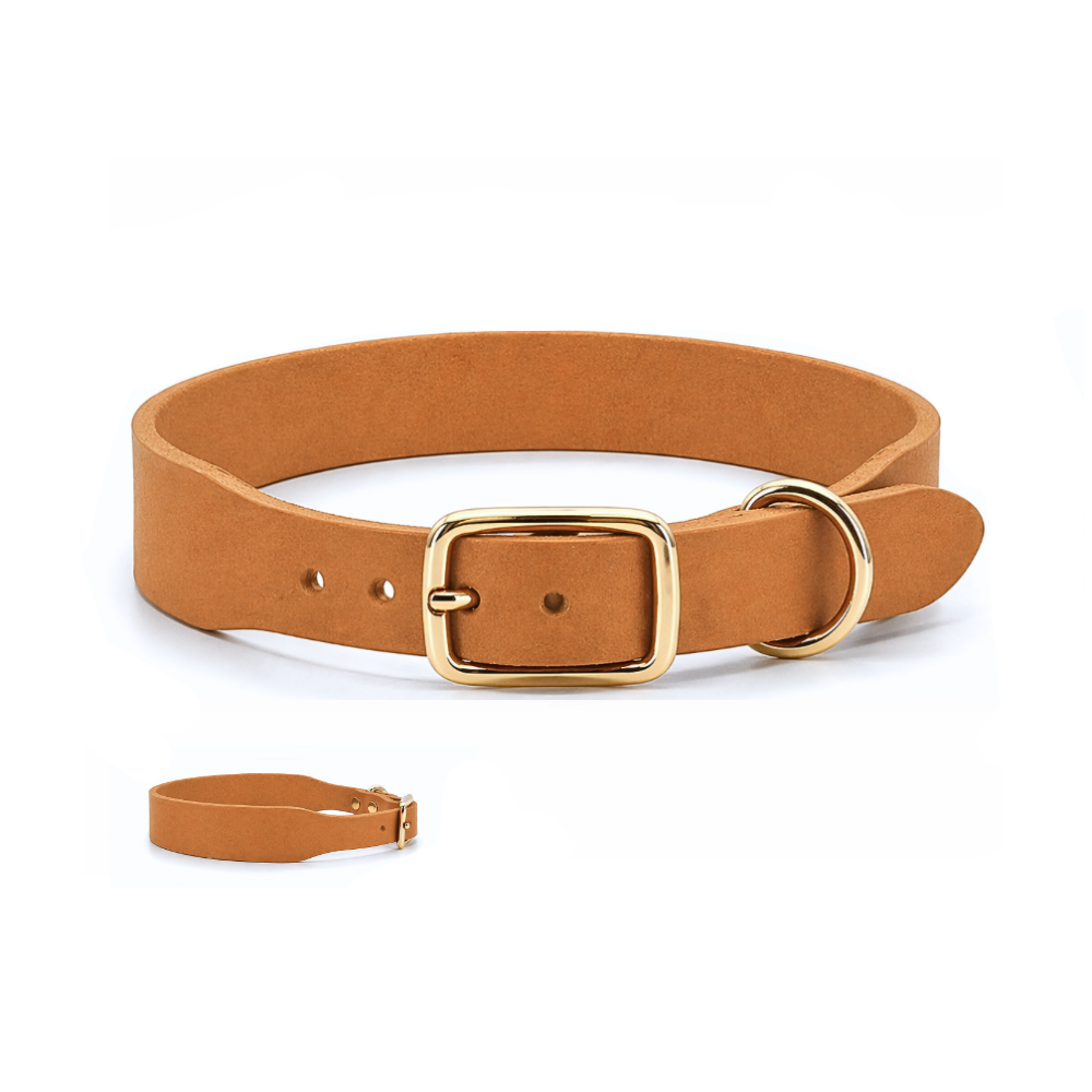 Breites Lederhalsband | cognac