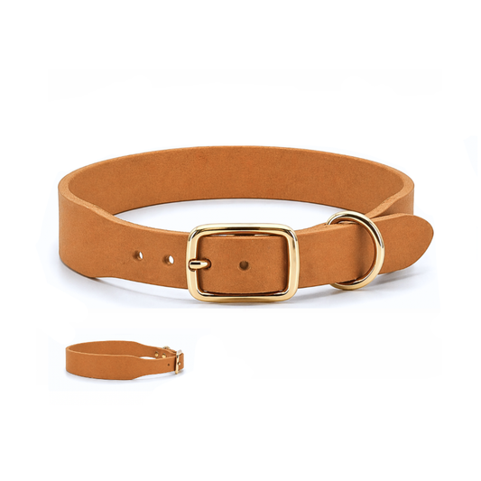 Breites Lederhalsband | cognac