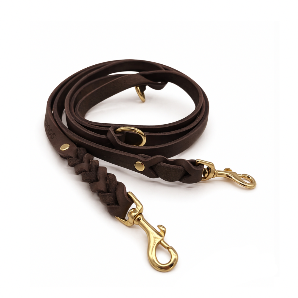 Set | Breites Halsband & Leine aus Fettleder