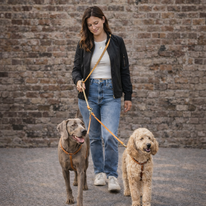 Koppelleine | Leder-Verbindungsset für 2 Hunde