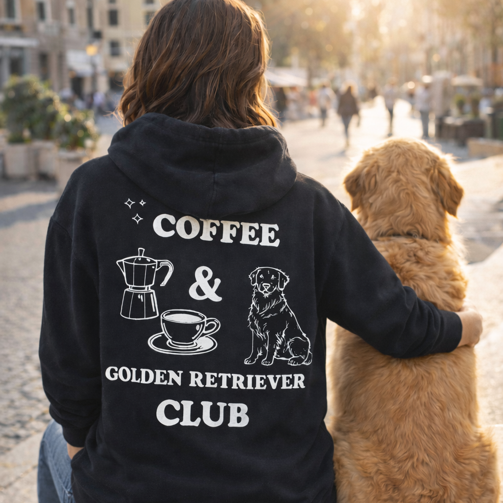 Coffee & Dog Club Hoodie – personalisierte Hunderasse