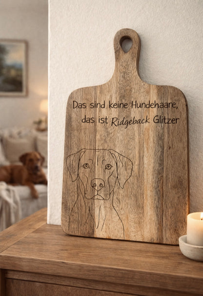 Personalisiertes Holzbrett mit Hundemotiv – individuell nach Rasse