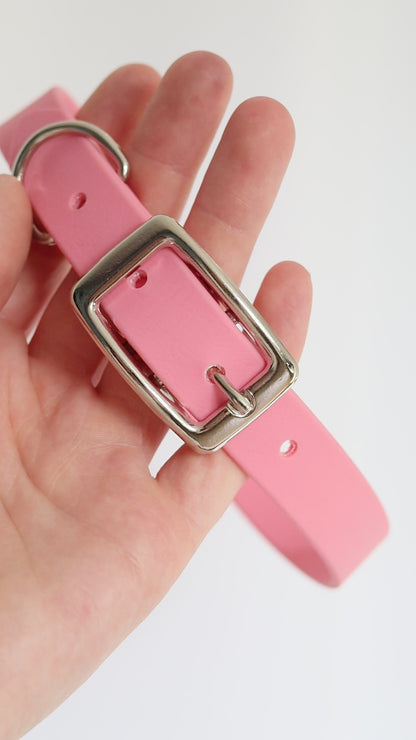 Biothane Halsband 'Pastell rosa'  - Gr. M | Silber