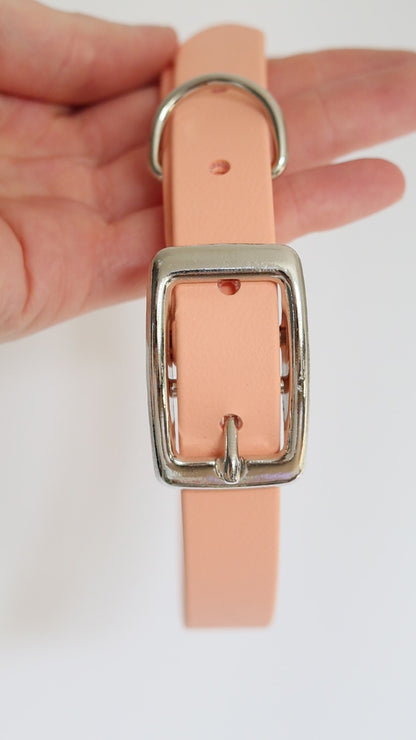 Biothane Halsband 'Pastell orange'  - Gr. M | Silber