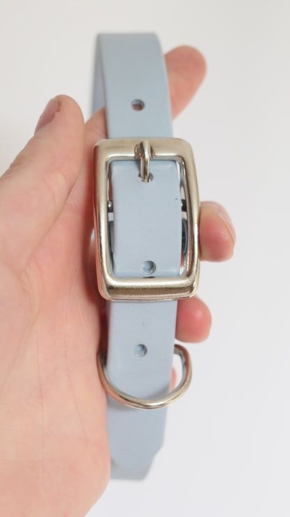 Biothane Halsband 'Pastell blau'  - Gr. M | Silber